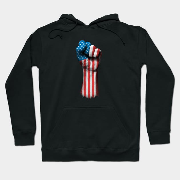 Flag of United States on a Raised Clenched Fist Hoodie by jeffbartels